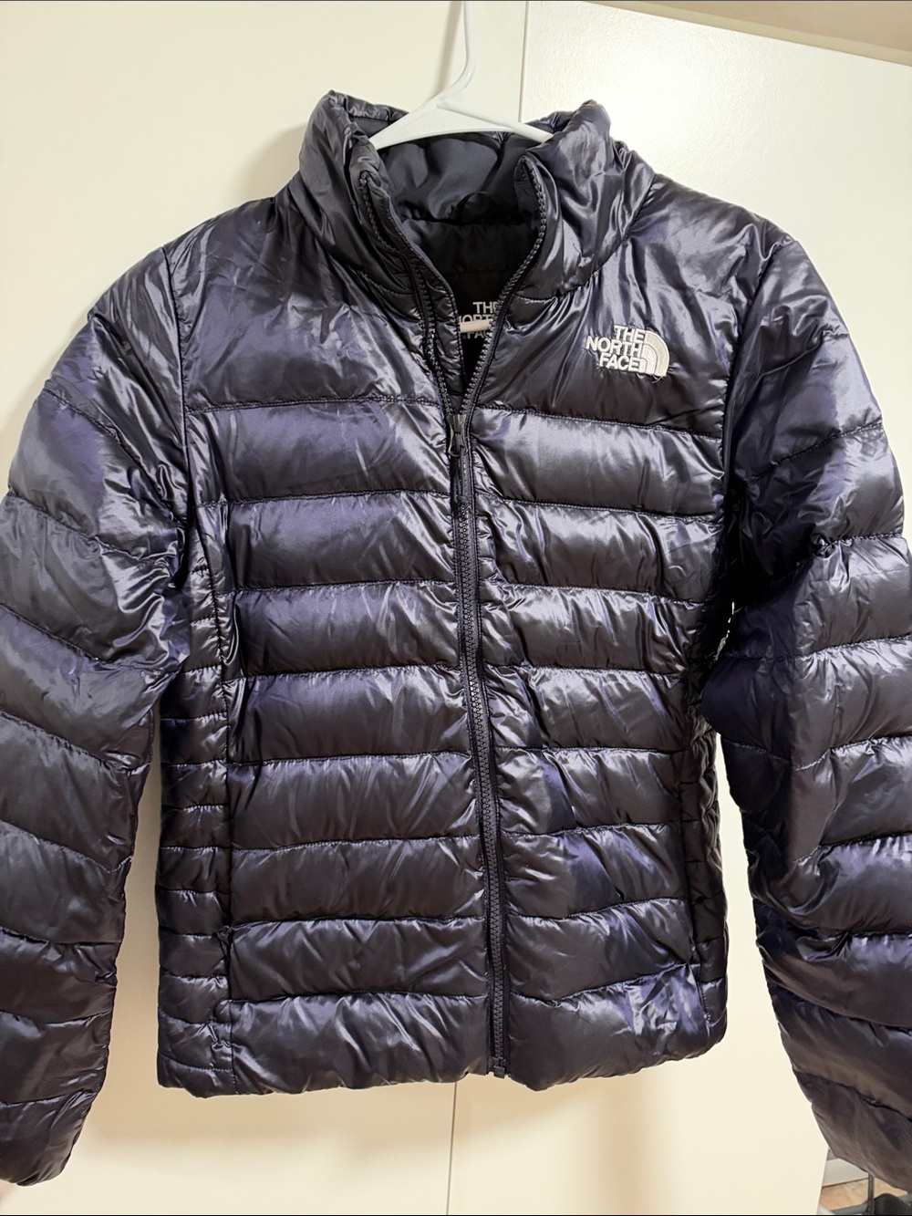 The North Face Navy Shiny Quilted Puffer Jacket
